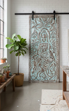 Vintage Buddha Wall Panel Wooden Hand Carved Wall Decor Barn Door 83x36