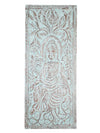 Seated Budha Artistic Carved Barndoor, Bluewash Buddha Custom Door, Indian Art