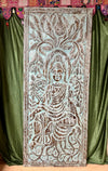 Vintage Buddha Wall Panel Wooden Hand Carved Wall Decor Barn Door