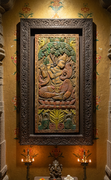  Vintage Krishna Carving Wall Decor Wall Art Temple Decor Sculpture