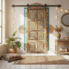 Vintage Floral Carved Door Reclaimed Wood Rustic Modern Barn Door