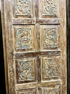Vintage Floral Carved Door Reclaimed Wood Rustic Modern Barn Door