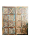 Vintage Carved Door Blue Wood Farmhouse Sliding Barndoor Pantry Door 80