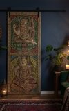Vintage Carved Buddha Sculptural Door Colorful Feature Wall Art 83x36