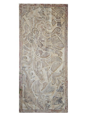 Hand-Carved Vintage Sliding Barn Door India Art Dancing Ganesha 83x36