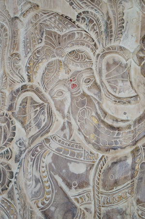 Hand-Carved Vintage Sliding Barn Door India Art Dancing Ganesha 83x36
