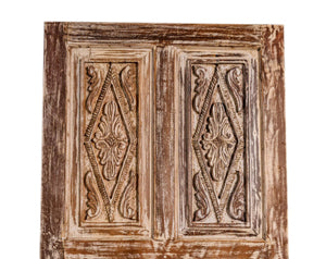 Whitewash Carved Barn Door, Birds on Tree, Carved Interior Door