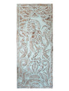 Vintage Blue Indian Carved Door, Krishna dancing on Kaliya, Wall Sculpture