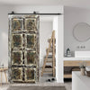Artisans Carved Vintage Door Colorful Floral Statement Barn Door 