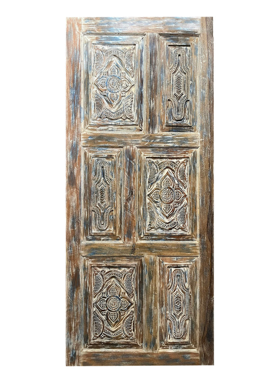 Floral Carved Double Doors Boho Library Studio Barndoors 80x36
