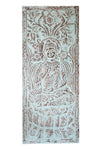 Blue Carved Wall Decor Wooden Vitarka Buddha Sliding Barn Door 83x36