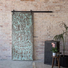  Blue Carved Wall Decor Wooden Vitarka Buddha Sliding Barn Door