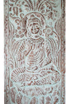 Blue Carved Wall Decor Wooden Vitarka Buddha Sliding Barn Door 83x36