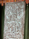 Blue Carved Wall Decor Wooden Vitarka Buddha Sliding Barn Door 83x36