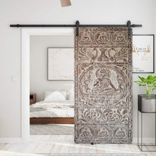  Carved Wood Peaceful Buddha Sliding Barn Door Vintage Wall Art 83X36