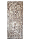 Dharmachakra Budha Barndoor, Wall Art, Whitewash Carved Sliding Door