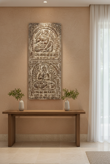  Buddha Carved Wall Art Rustic White Barn Door ResortDecor Wall Hanging 