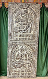Buddha Carved Wall Art Rustic White Barn Door ResortDecor Wall Hanging 