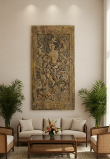  Vintage Carved Wall Panel Shiva Riding Nandi Accent Wall Decor Barn Door 