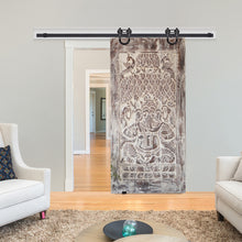  Vintage White Ganesha Tree of Life Carved Door Wall Art 84x41