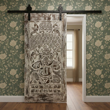  Vintage Ganesha Tree of Life Barn Door Hand Carved Whitewash Wall Art Panel 
