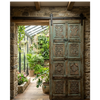 Vintage Artisan Carved Door Green Reclaimed Wood Barn Door Panel
