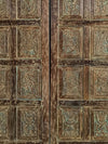 Hand Carved Door Colorful Wood Door Floral Bypass Barn Doors 80x36