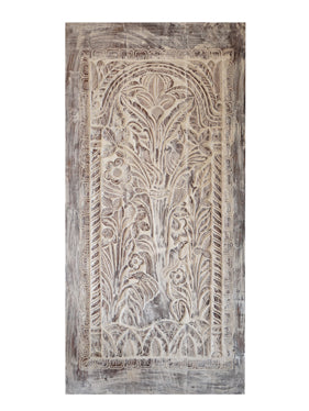 Tree of Life Carved Door, Art, Vintage Whitewash Sliding Barn Door 84X41