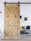 Ganesha Wall Sculpture, Kundalini Ganesh Carved Barn door 84x41