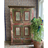 Vintage Carved Armoire Storage Wardrobe Red Rustic Farmhouse Cabinet