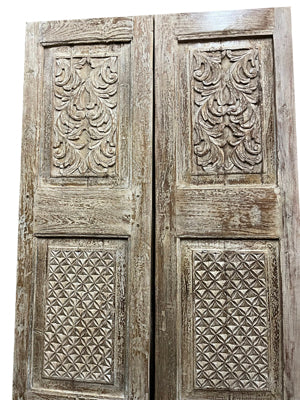 Mahal Carved Barn Door, Vintage Whitewash Door, Pantry Door 80x21
