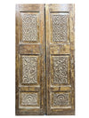Jal Mahal Carved Barn Door, Vintage Whitewash Door, 80x21