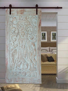  Radha Krishna Bluewash Sliding Door, Reclaimed Vintage Wall Art 84x42