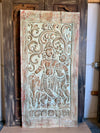 Radha Krishna Carved Wood Wall Art Blue Vintage Barn Door Wall Panel 
