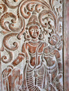 Radha Krishna Carved Wood Wall Art Blue Vintage Barn Door Wall Panel 