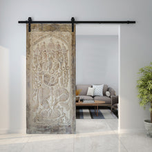  Vintage Indian Barn Door with Panchmukhi Ganesha Carved Wall Art 84x41