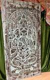 Vintage Carved Wall Art Ganesha On Lotus Boho Temple Decor Wall Panel 