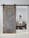Vintage Black Tree of Life Wall Art Carved Wood Sliding Barn Door 84x41