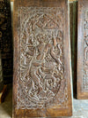 Vintage Carved Door Panel – Indian Wall Art with Govardhan Krishna | Handcrafted Spiritual Decor