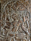 Vintage Carved Door Panel – Indian Wall Art with Govardhan Krishna | Handcrafted Spiritual Decor