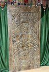 Meditating Shiva Indian Temple Wall Art Carved Barndoor 84x41