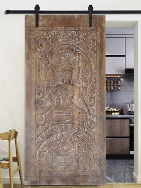 Meditating Shiva Door, Adiyogi Wall Art, Sliding Barn Door 84x41