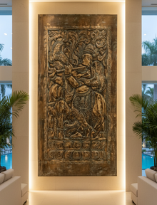  Krishna Carved Wall Panel Barn Door Brown Reclaimed Wood Home Wall Art