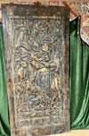 Krishna Carved Wall Panel Barn Door Brown Reclaimed Wood Home Wall Art