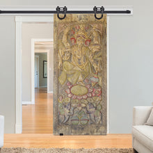  Vintage India Carved Panel Ganesha Temple Barn Door 96x40