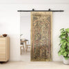 Vintage Carved Tree of Life Barn Door Colorful Reclaimed Wood Wall Panel 96
