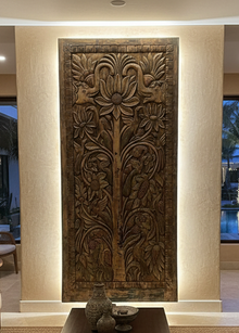  Vintage Carved Tree Of Life Wall Panel Reclaimed Wood Colorful Barndoors