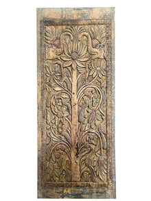  Vintage Carved Tree Of Life Wall Panel Reclaimed Wood Colorful Barndoors 96