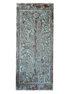 Tree of Life, Carved Door Panel, Turquoise Vintage Wood Boho Barn Door 96