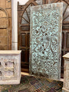 Vintage Krishna Carved Barn Door Wall Panel Indian Temple Art Decor 